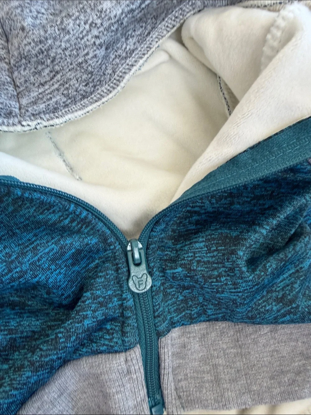 Frenchie Teal & Gray Pet Hoodie with Front Zip - Medium